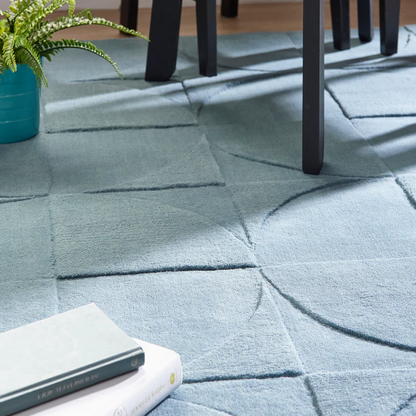 Origins Penny Steel Blue Geometric Wool Rug
