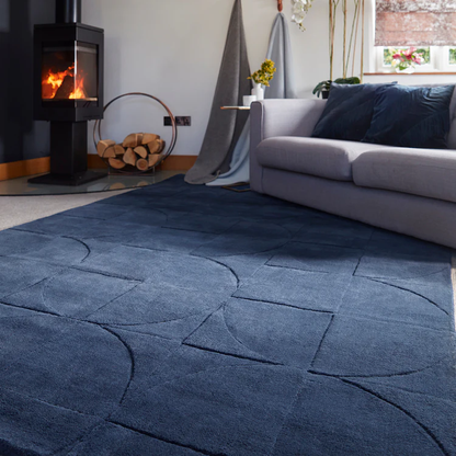 Origins Penny Infinity Blue Geometric Wool Rug