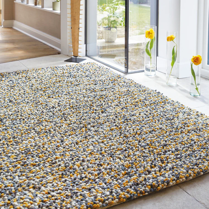 Origins Rocks Ochre Shaggy Pile Wool Rug