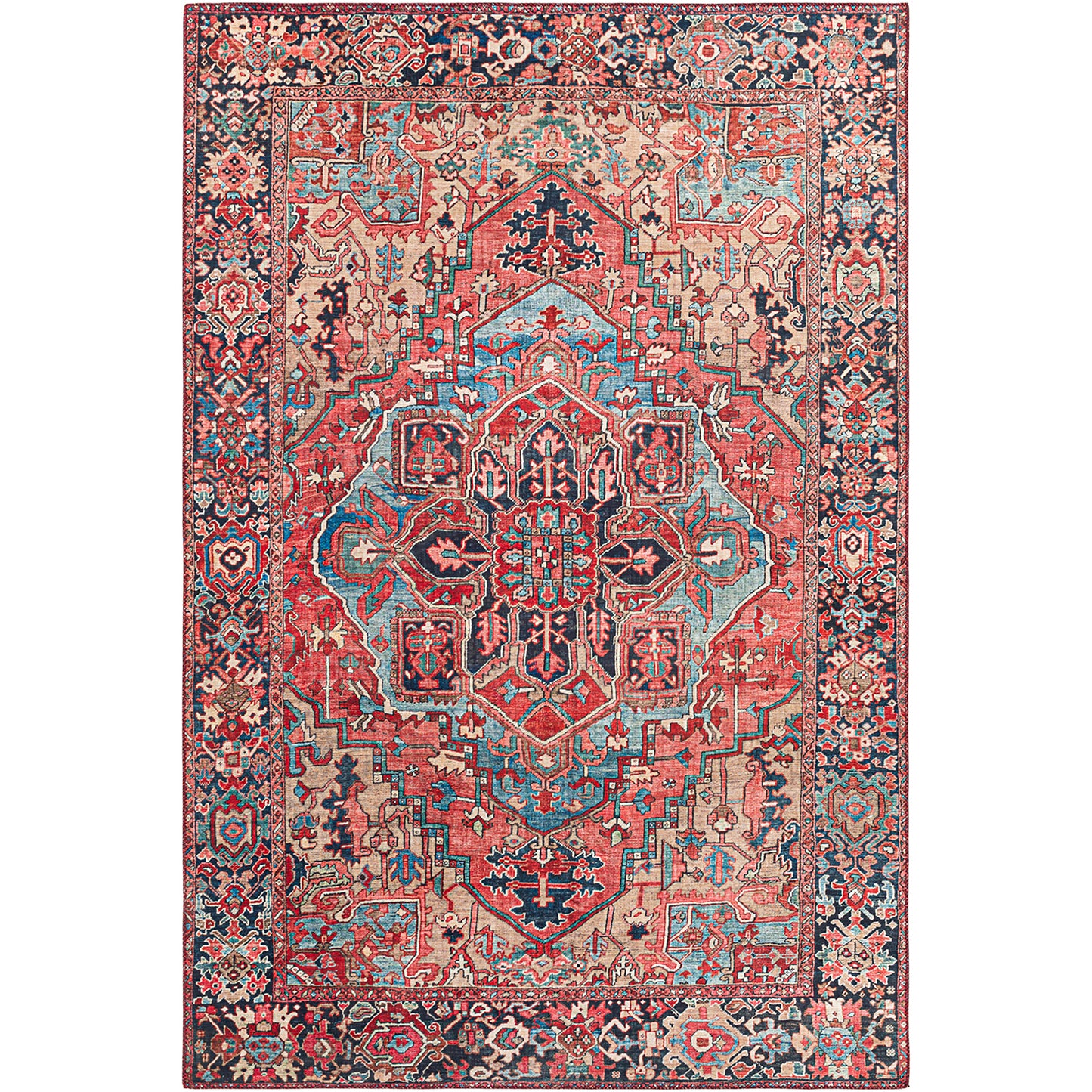 Iris Red Traditional Boho Rug