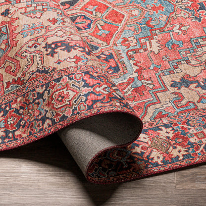 Iris Red Traditional Boho Rug