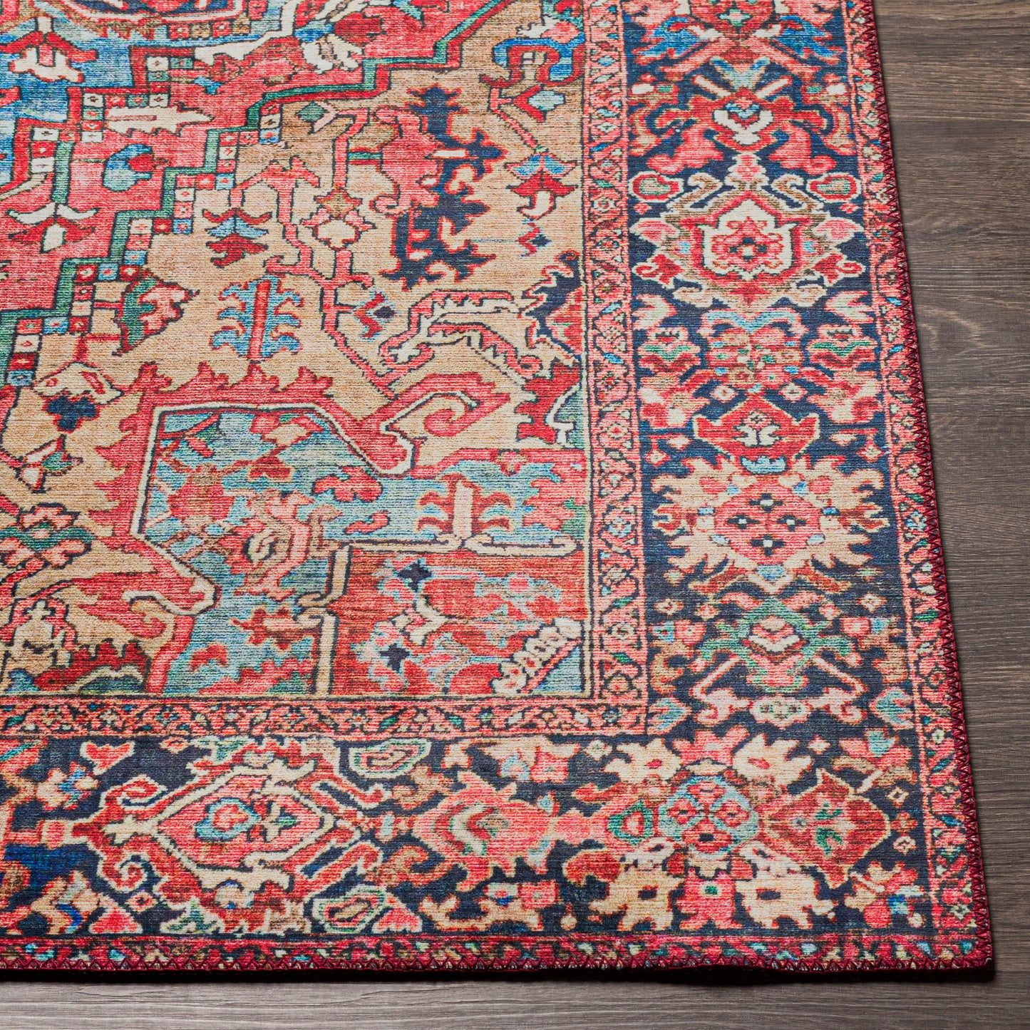 Iris Red Traditional Boho Rug