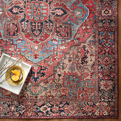 Iris Red Traditional Boho Rug
