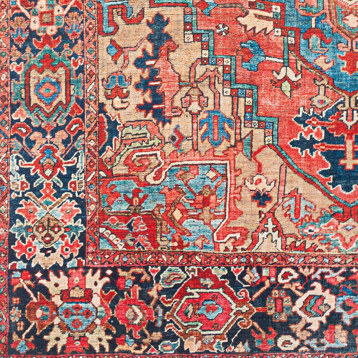 Iris Red Traditional Boho Rug