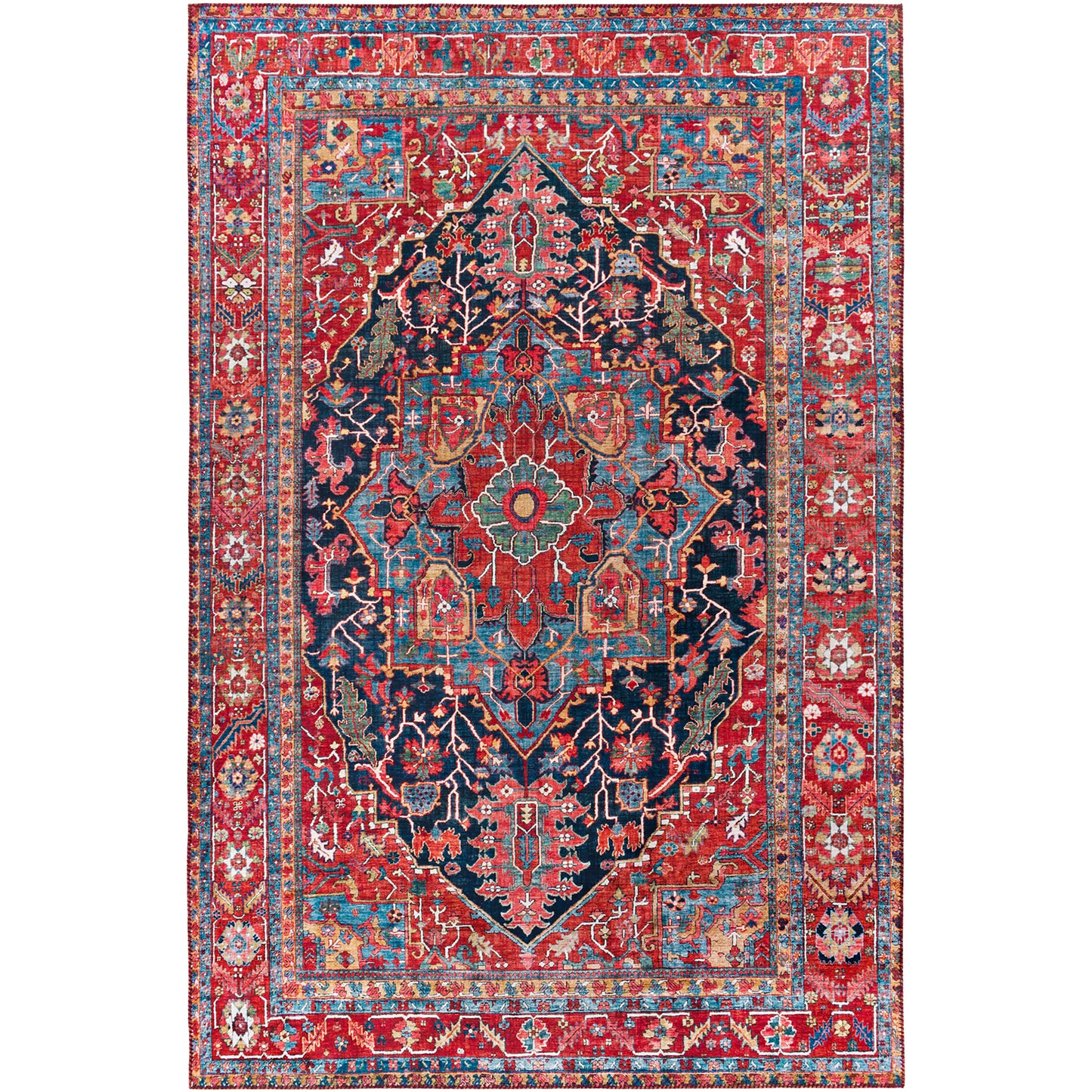 Iris Red Traditional Boho Rug