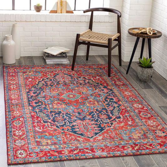 Iris Red Traditional Boho Rug