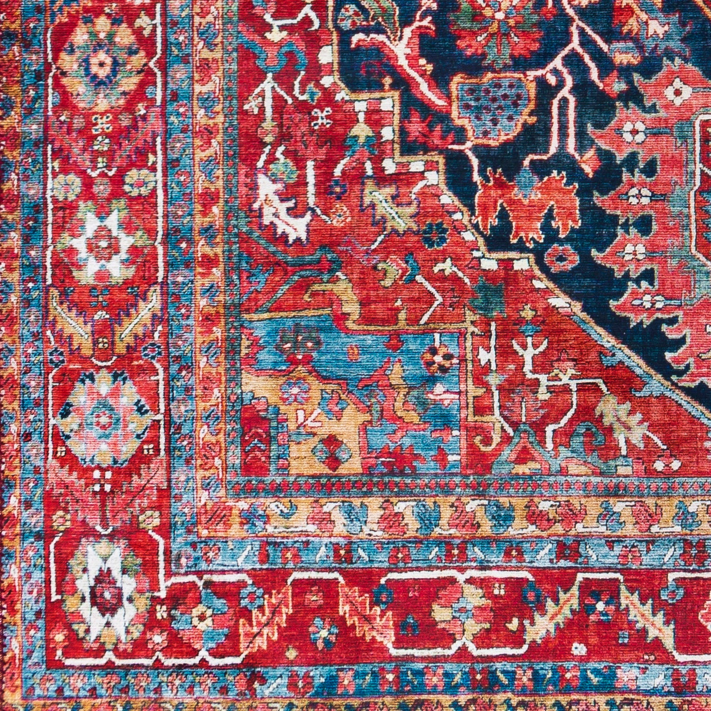 Iris Red Traditional Boho Rug