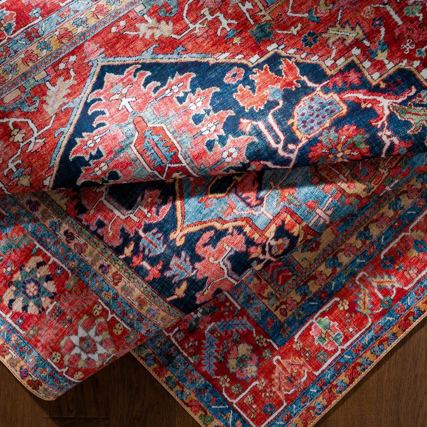 Iris Red Traditional Boho Rug