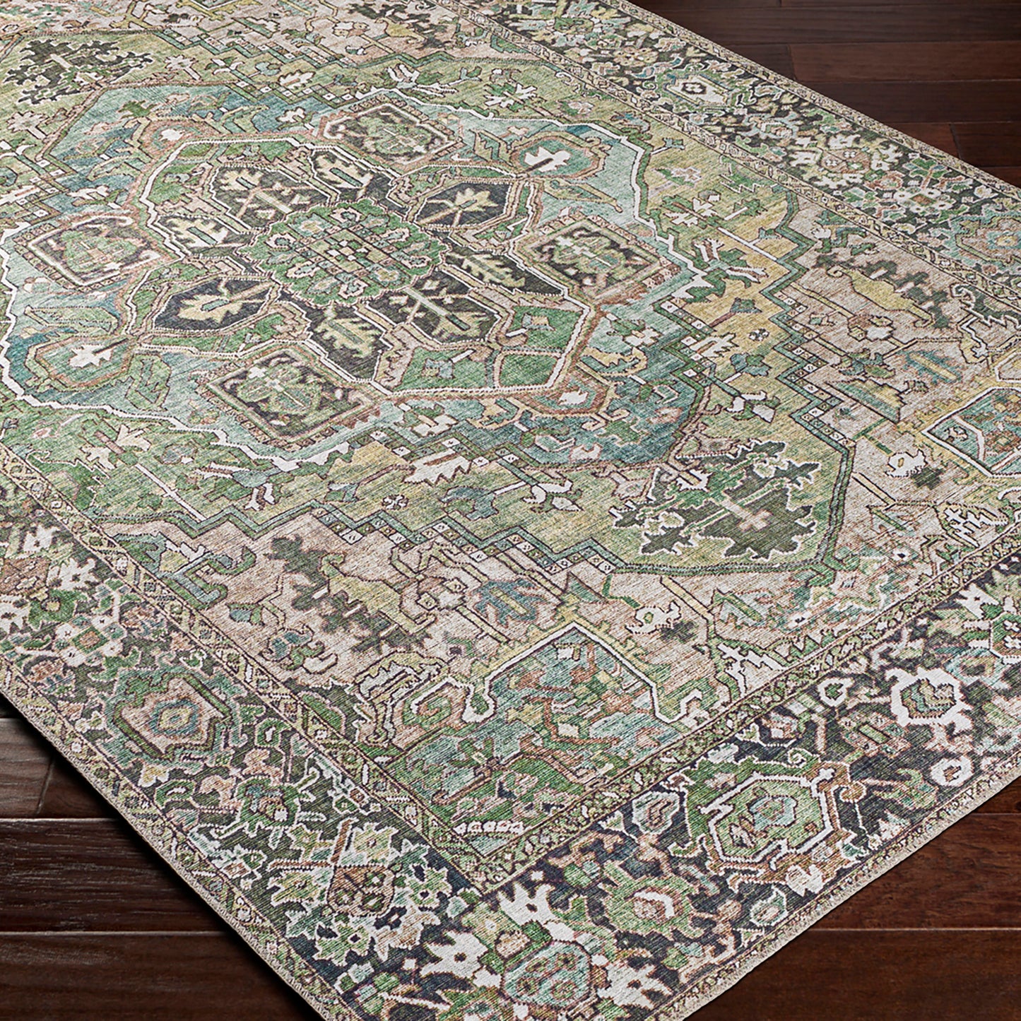 Iris Green Traditional Boho Rug