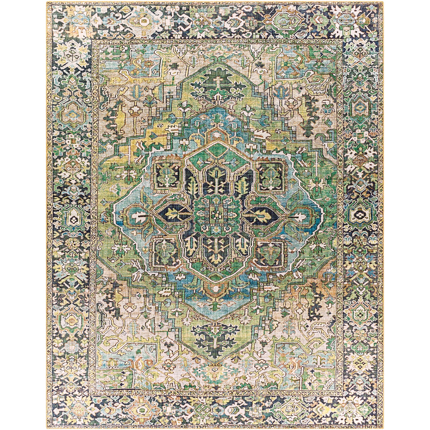 Iris Green Traditional Boho Rug