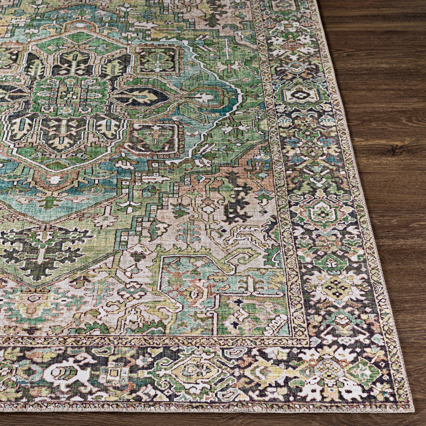 Iris Green Traditional Boho Rug