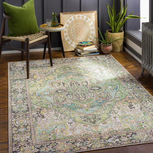 Iris Green Traditional Boho Rug