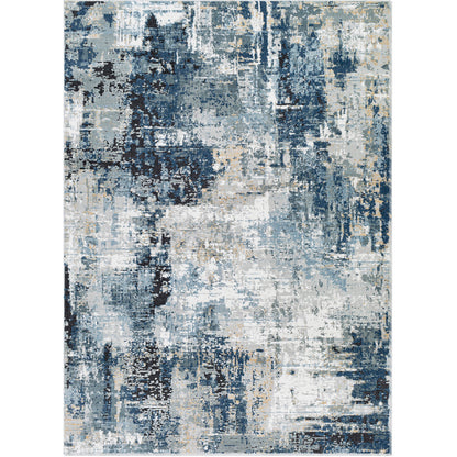 Jolie Blue Abstract Modern Marble Rug