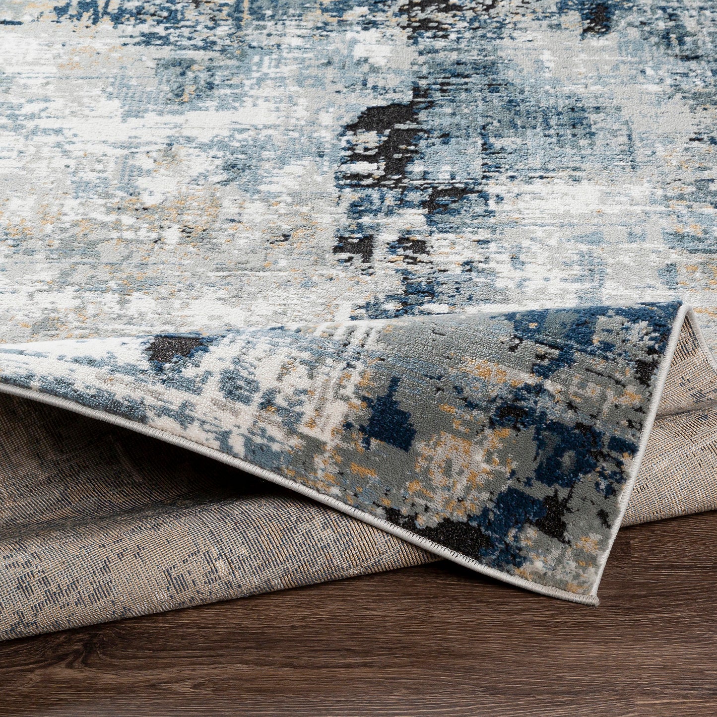 Jolie Blue Abstract Modern Marble Rug