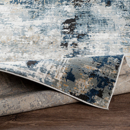 Jolie Blue Abstract Modern Marble Rug