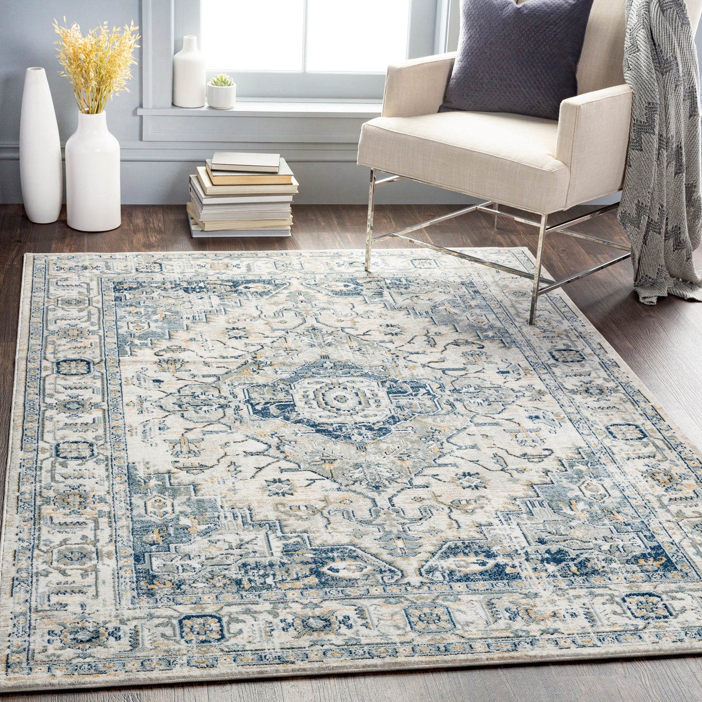 Jolie Blue Vintage Traditional Boho Rug