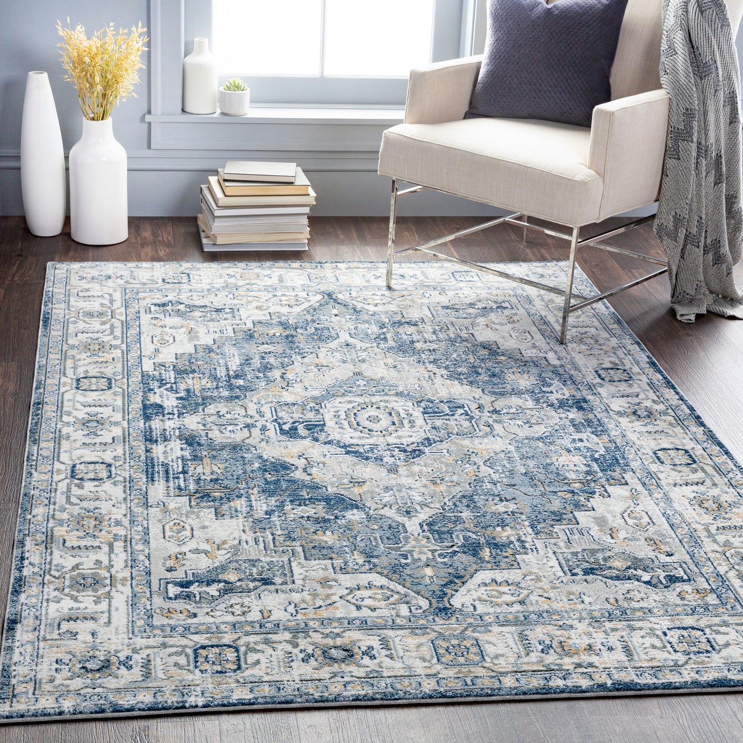 Jolie Blue Vintage Traditional Boho Rug