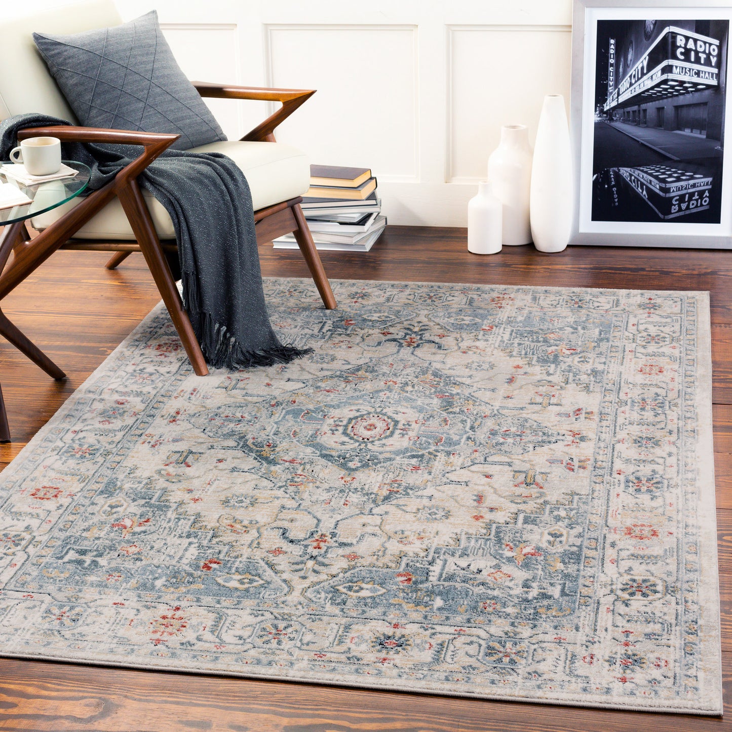Jolie Blue Vintage Traditional Boho Rug