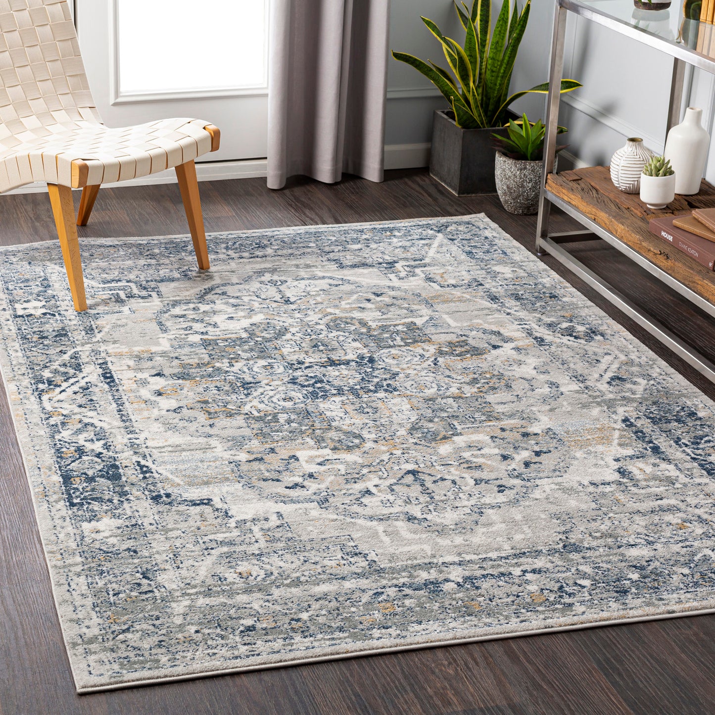 Jolie Blue Vintage Traditional Boho Rug
