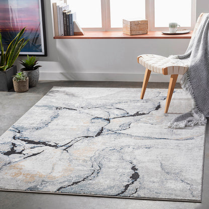 Jolie Grey Abstract Modern Marble Rug