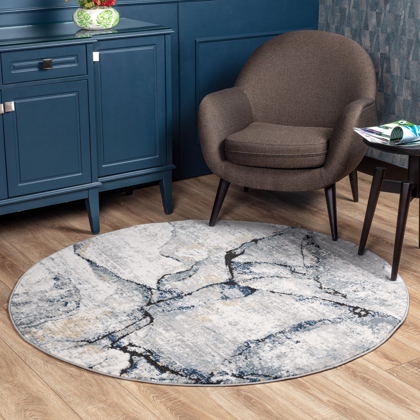 Jolie Grey Abstract Modern Marble Rug
