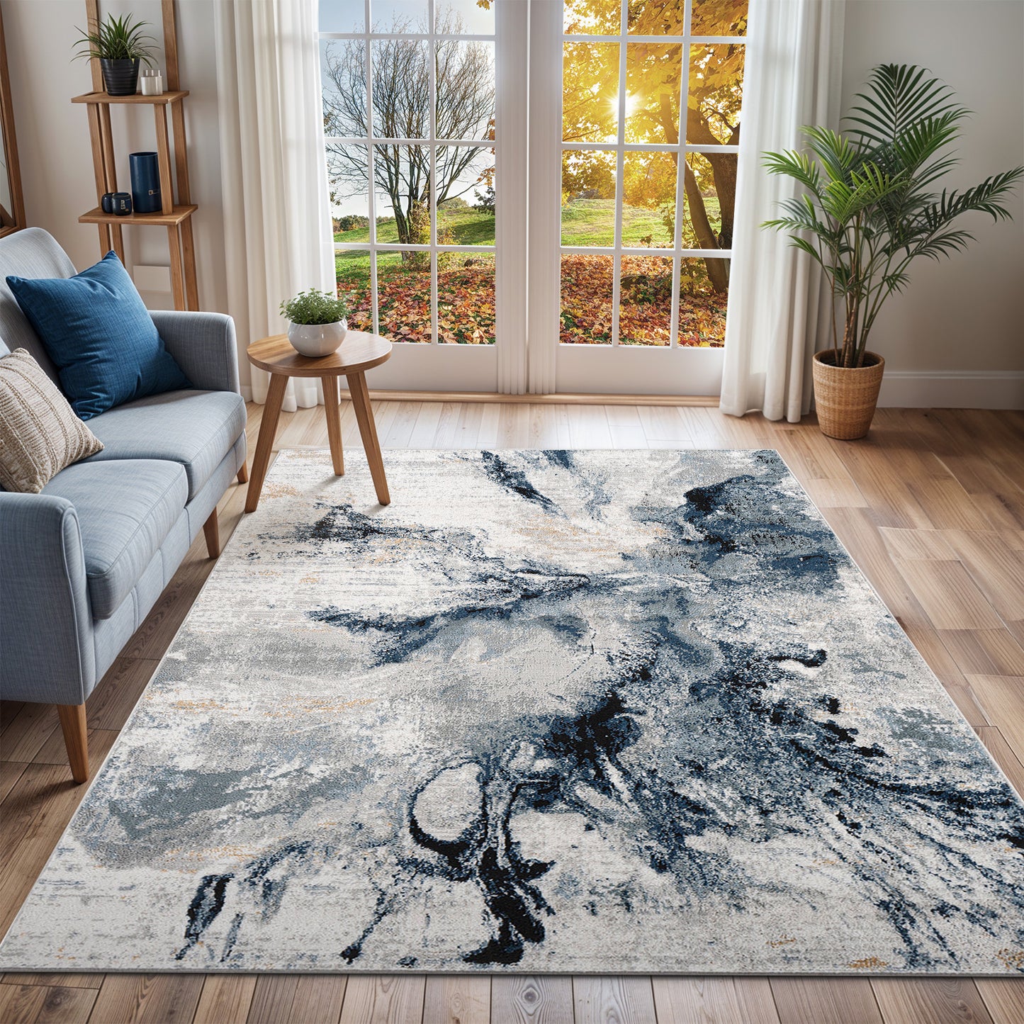 Jolie Grey Abstract Modern Marble Rug