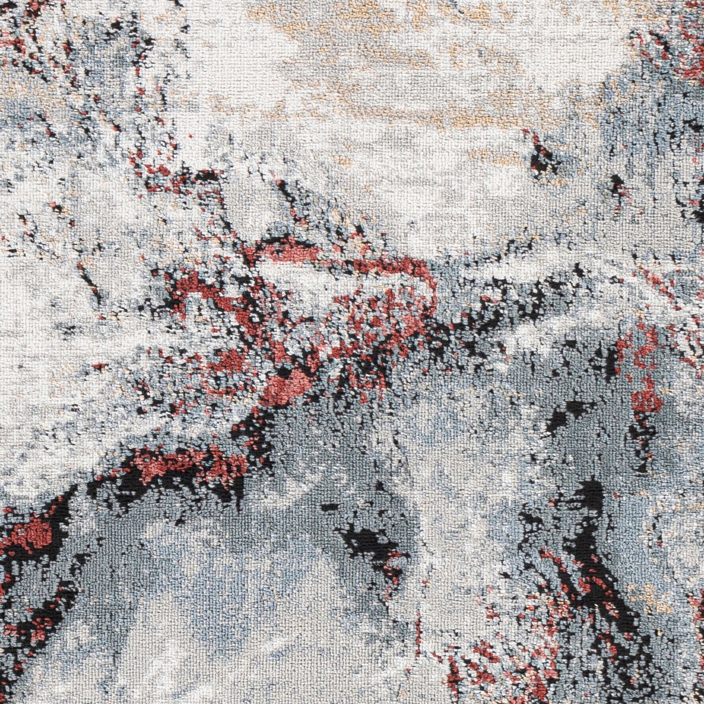 Jolie Grey and Red Abstract Modern Marble Rug