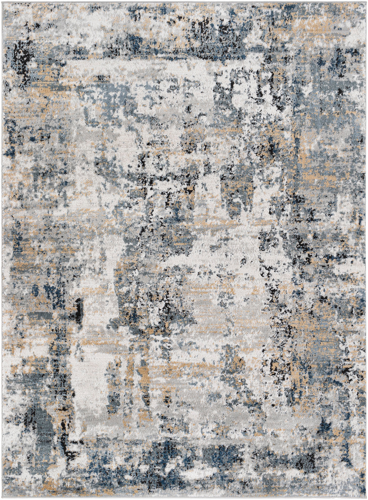Jolie Grey and Blue Abstract Modern Marble Rug
