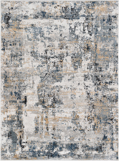 Jolie Grey and Blue Abstract Modern Marble Rug