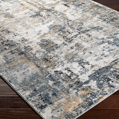 Jolie Grey and Blue Abstract Modern Marble Rug