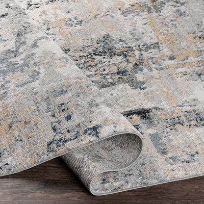 Jolie Grey and Blue Abstract Modern Marble Rug