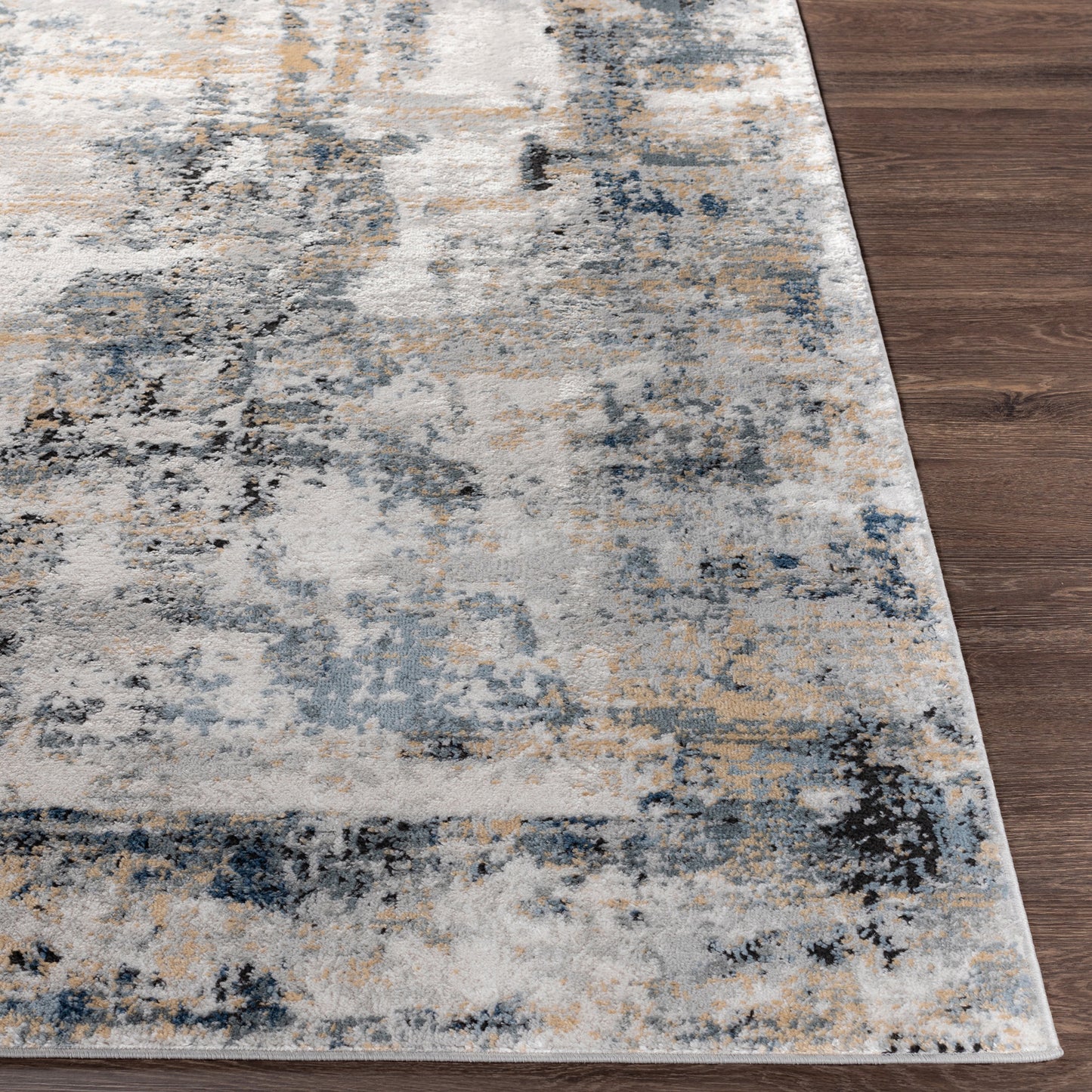 Jolie Grey and Blue Abstract Modern Marble Rug
