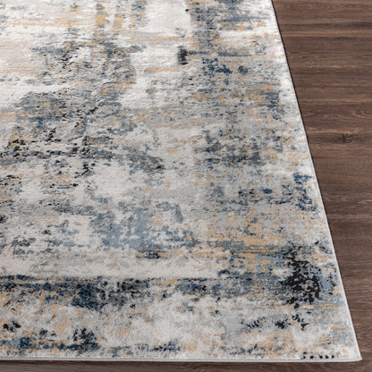 Jolie Grey and Blue Abstract Modern Marble Rug