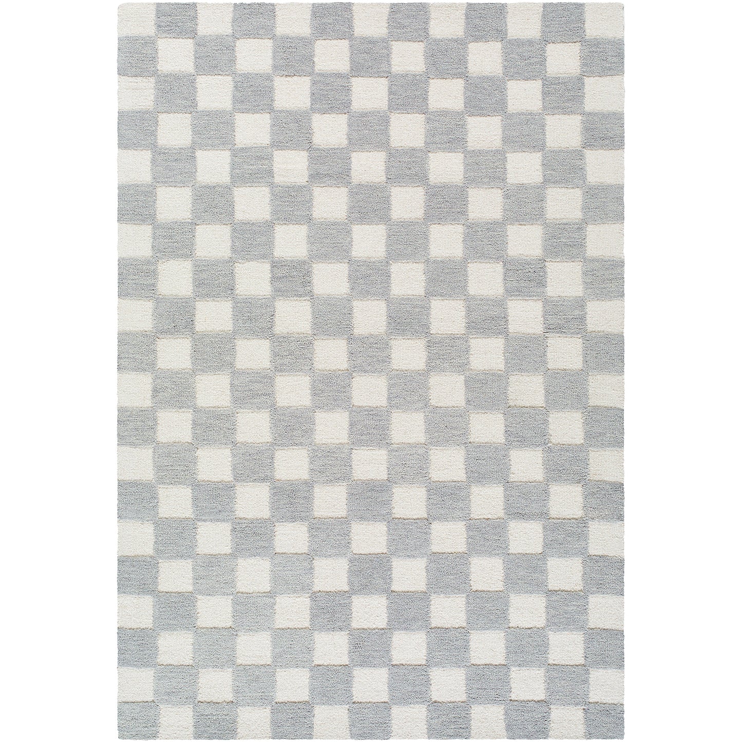 Klopp Grey and Cream Modern Checkboard Wool Rug