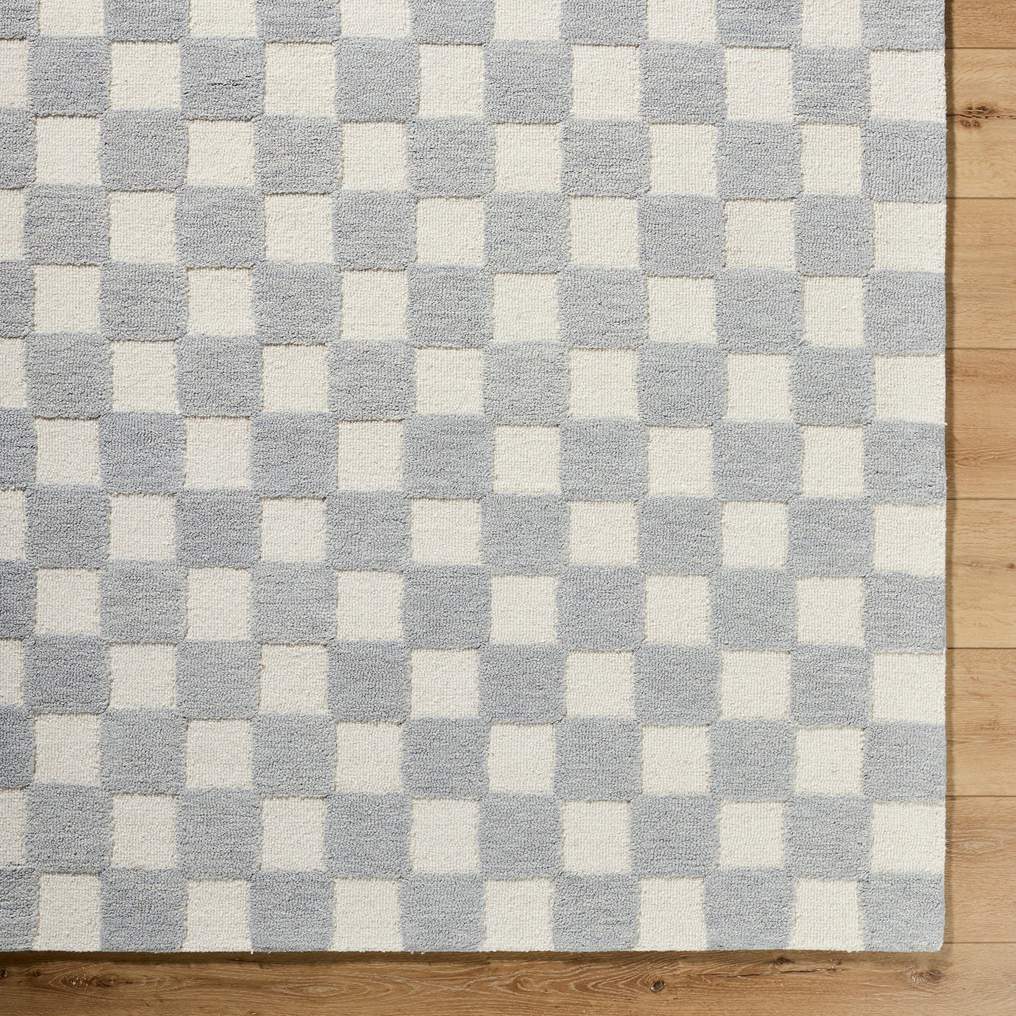 Klopp Grey and Cream Modern Checkboard Wool Rug