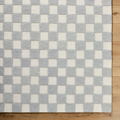 Klopp Grey and Cream Modern Checkboard Wool Rug