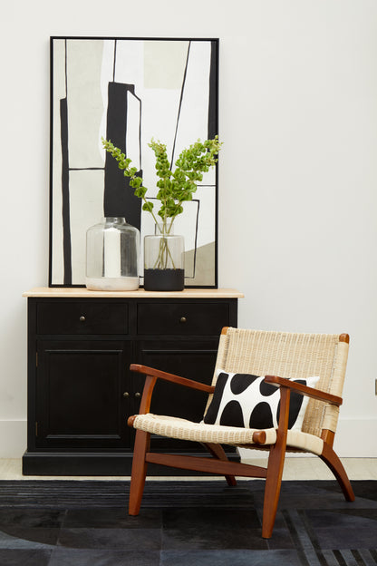 Luxury Black Genuine Cowhide Leather Deco Style Rug
