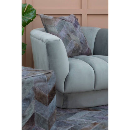 Luxury Grey Genuine Cowhide Leather Chevron Patchwork Rug