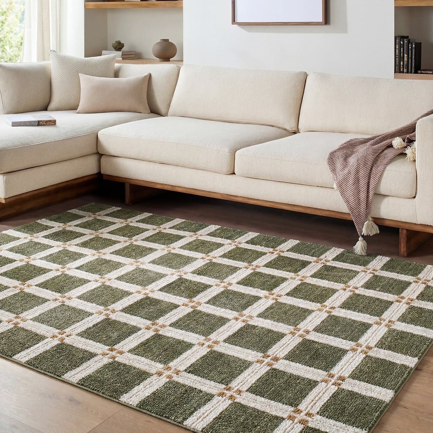 La Luna Green Modern Graphic Rug