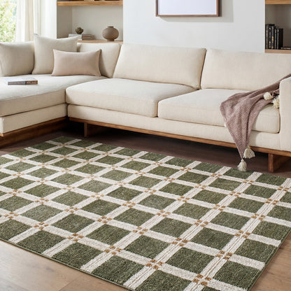 La Luna Green Modern Graphic Rug