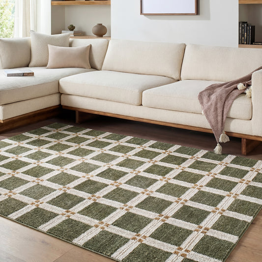 La Luna Green Modern Graphic Rug