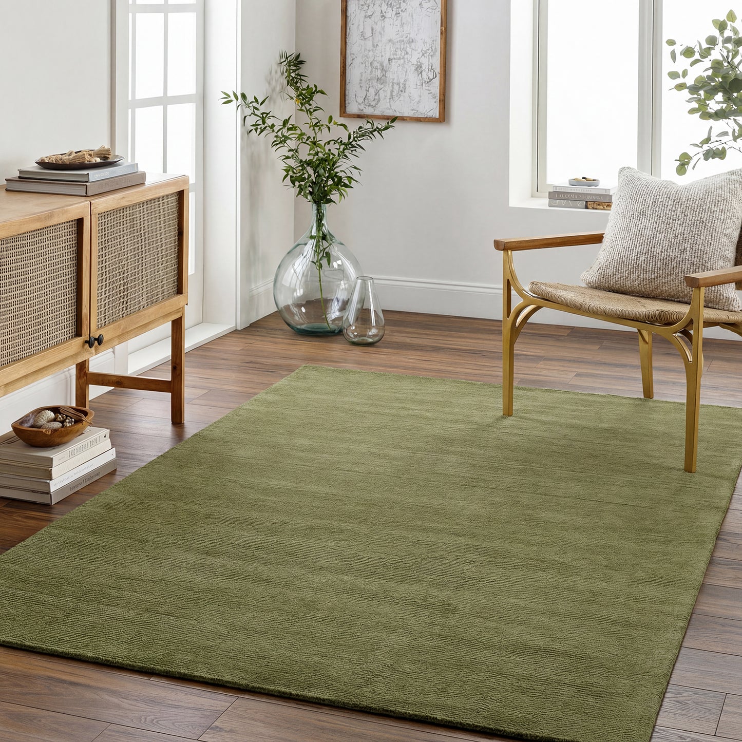 Mystique Green Modern Wool  Rug
