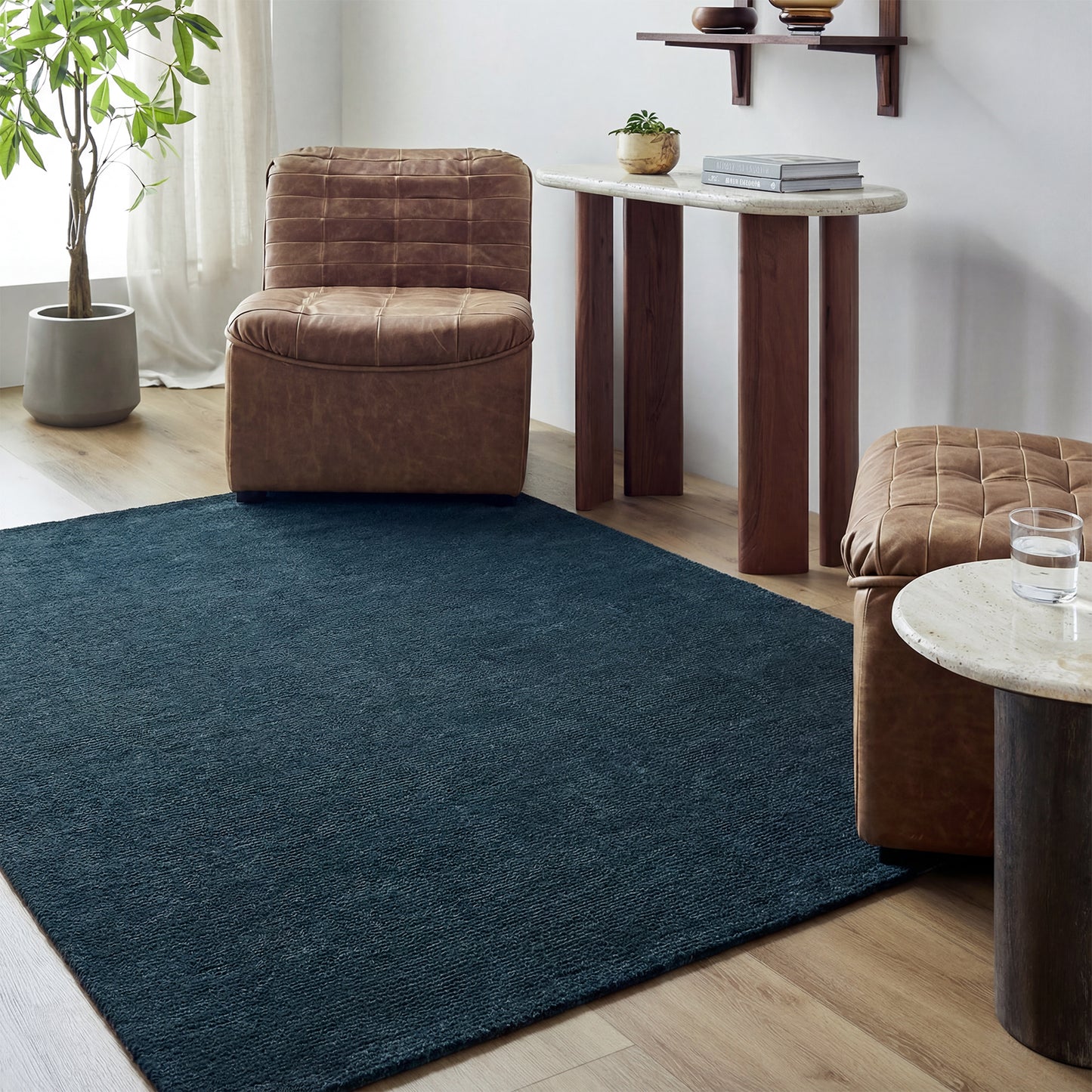 Mystique Blue Modern Wool  Rug