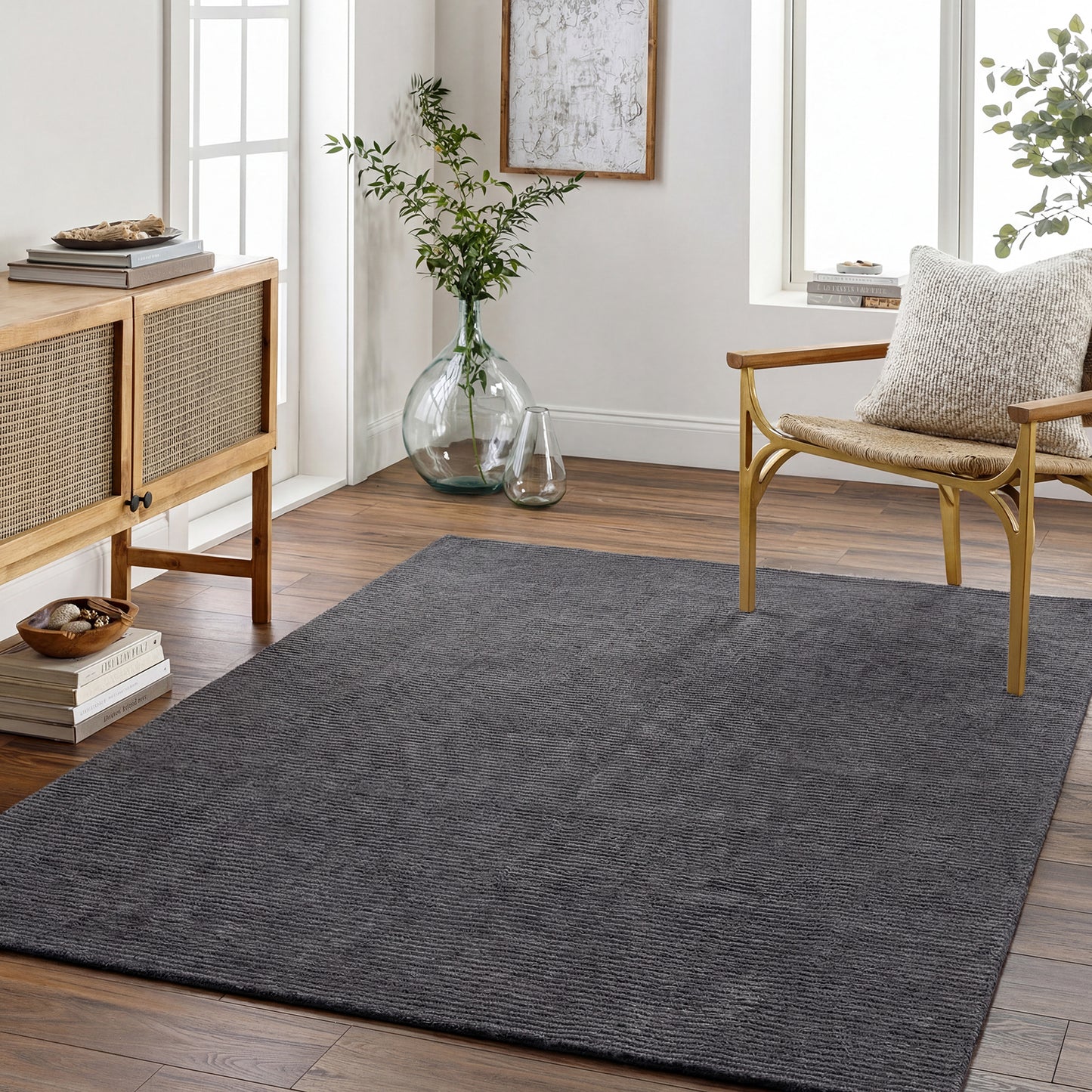 Mystique Grey Modern Wool  Rug