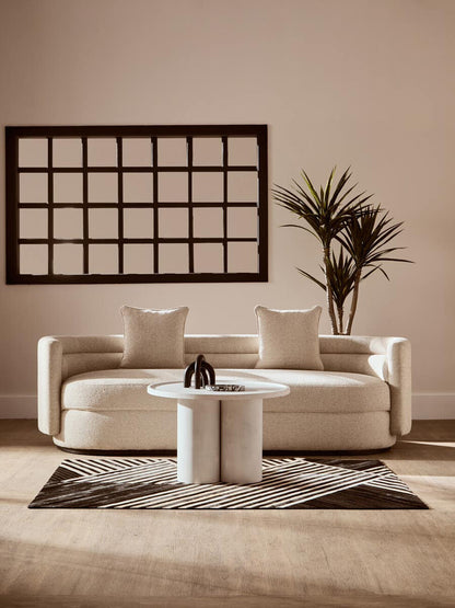 Luxury Black And White Genuine Cowhide Abstract Leather Rug