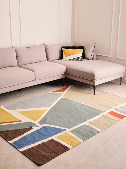 Abstract Art Inspired Geometric Modern Wool Mix Rug