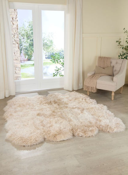 Extra Large Champagne Genuine NZ Super Soft Sheepskin Rug - 8 Pelt 180cm x 240cm