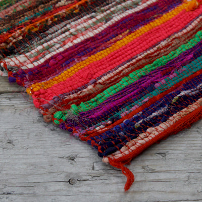 Indian Rag Rug - Red - 153cm x 90 cm