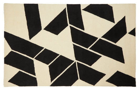Large Black and White Geometric Rug 240cm x 150cm