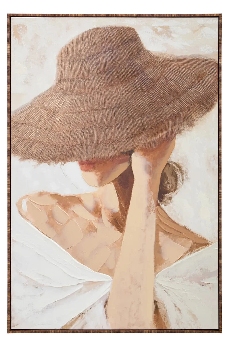 Astratto Textured Wall Art with Lady in the Straw Hat